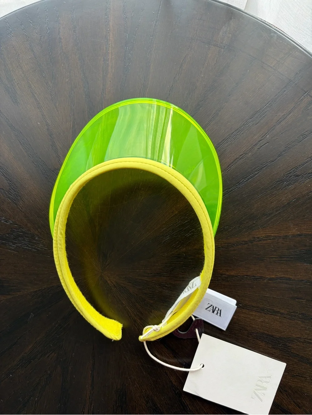 Zara Kids Neon Lime Transparent Visor with Yellow Band
